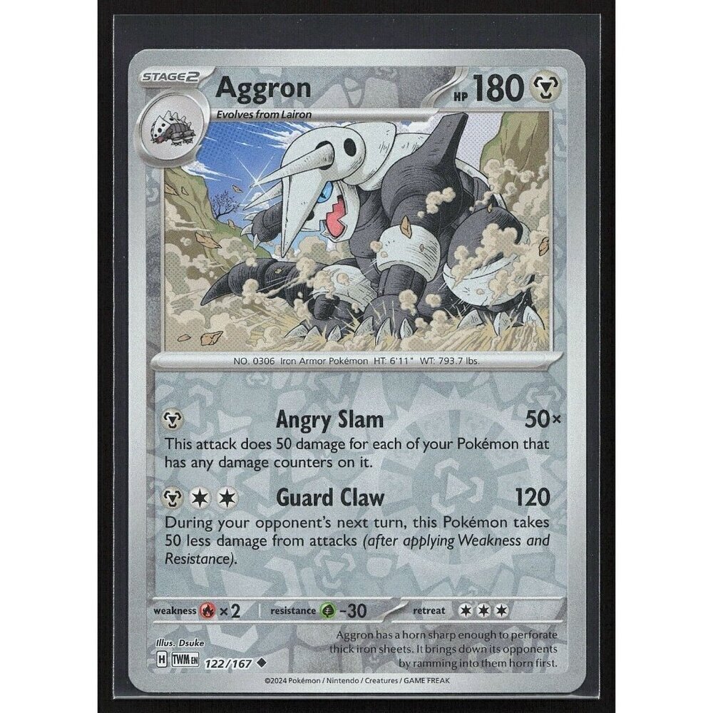 Pokemon TCG - Aggron [Reverse Holo] - 122/167 - Twilight Masquerade - Near  Mint